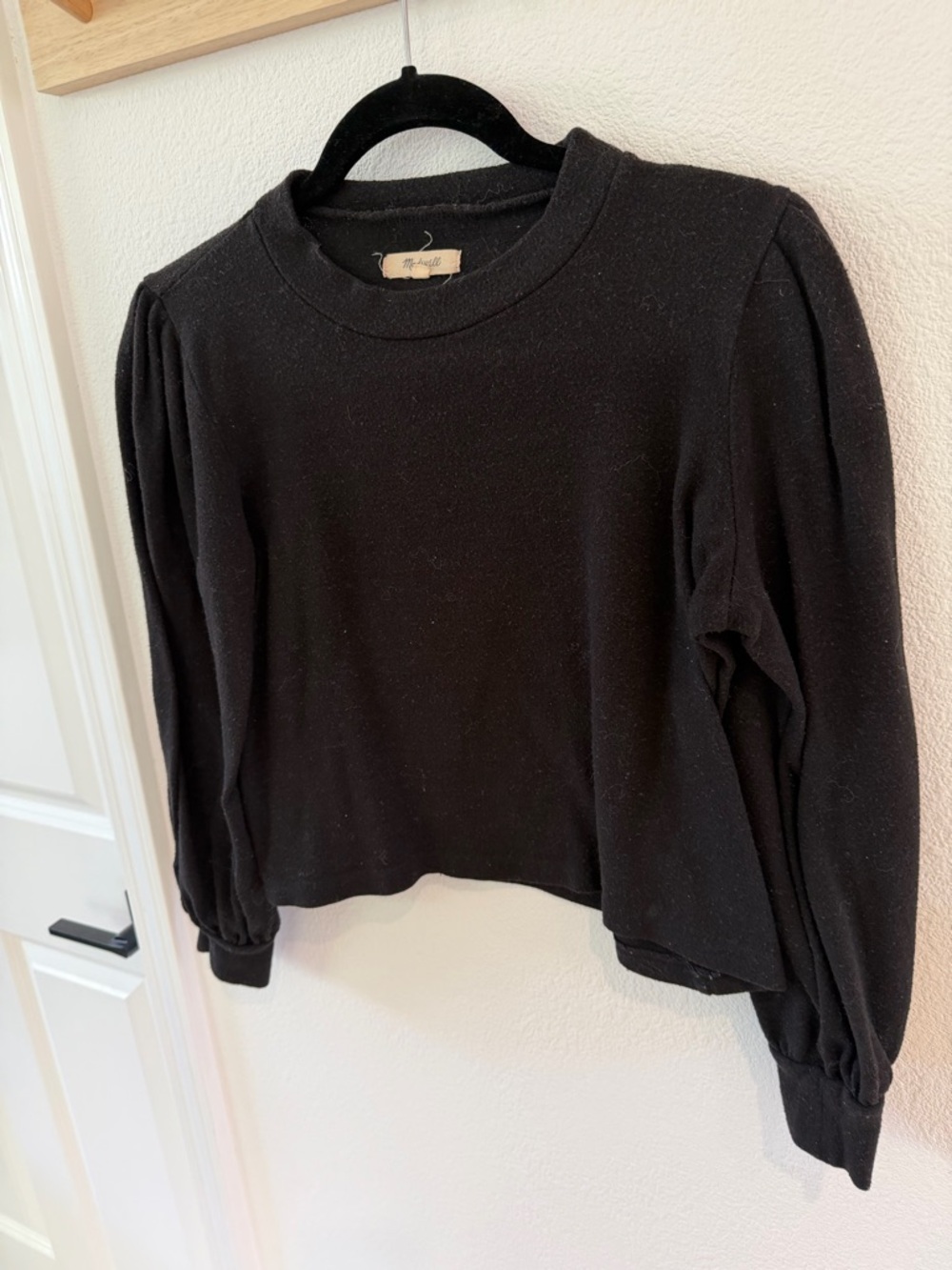 Madewell Black Puff-Sleeve Long-Sleeve Top